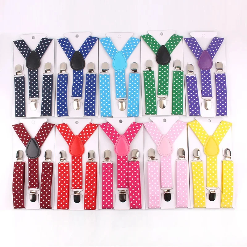 Fashion Polka Dot Colorful Children Belt Baby Boys Girls Suspenders Clip-on Y-Shape Braces Elastic Kids Adjustable 3 Clips Belts