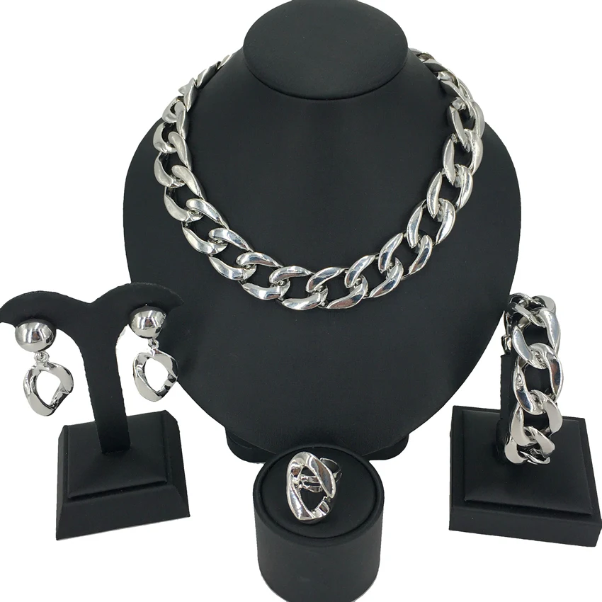 High Quality Brazilian Gold Jewelry Set Necklace Bracelet Chain Jewellery Set Italian Gold Plated Jewelry Sets