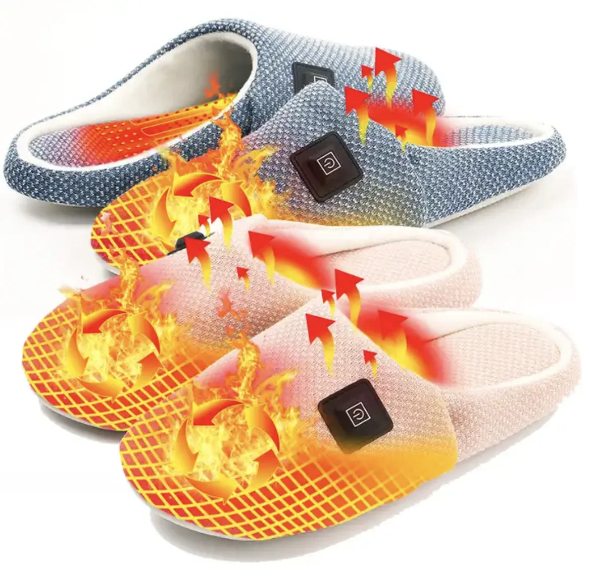 Bedroom Warm Shoes Heating Cozy Cotton Slippers for Wholesale Carbon Fiber Battery Powered Rechargeable Indoor Custom Winter PVC