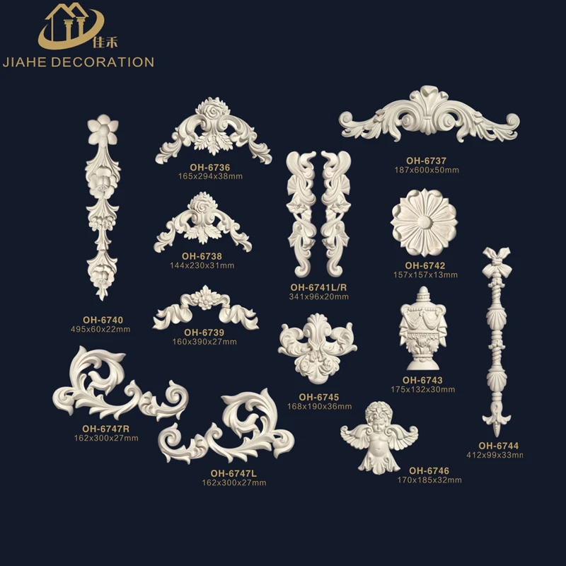 
High density polyurethane PU foam decorative onlays decorative veneer accessory manufactory 