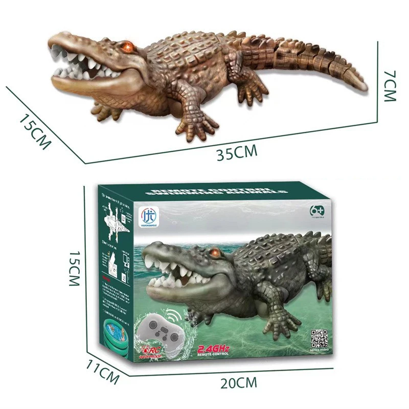2.4G Remote Control Crocodile Toy 1:18 Scale High Simulation Crocodile for Swim Pool Bathroom Gift RC Boat Toys for Kids