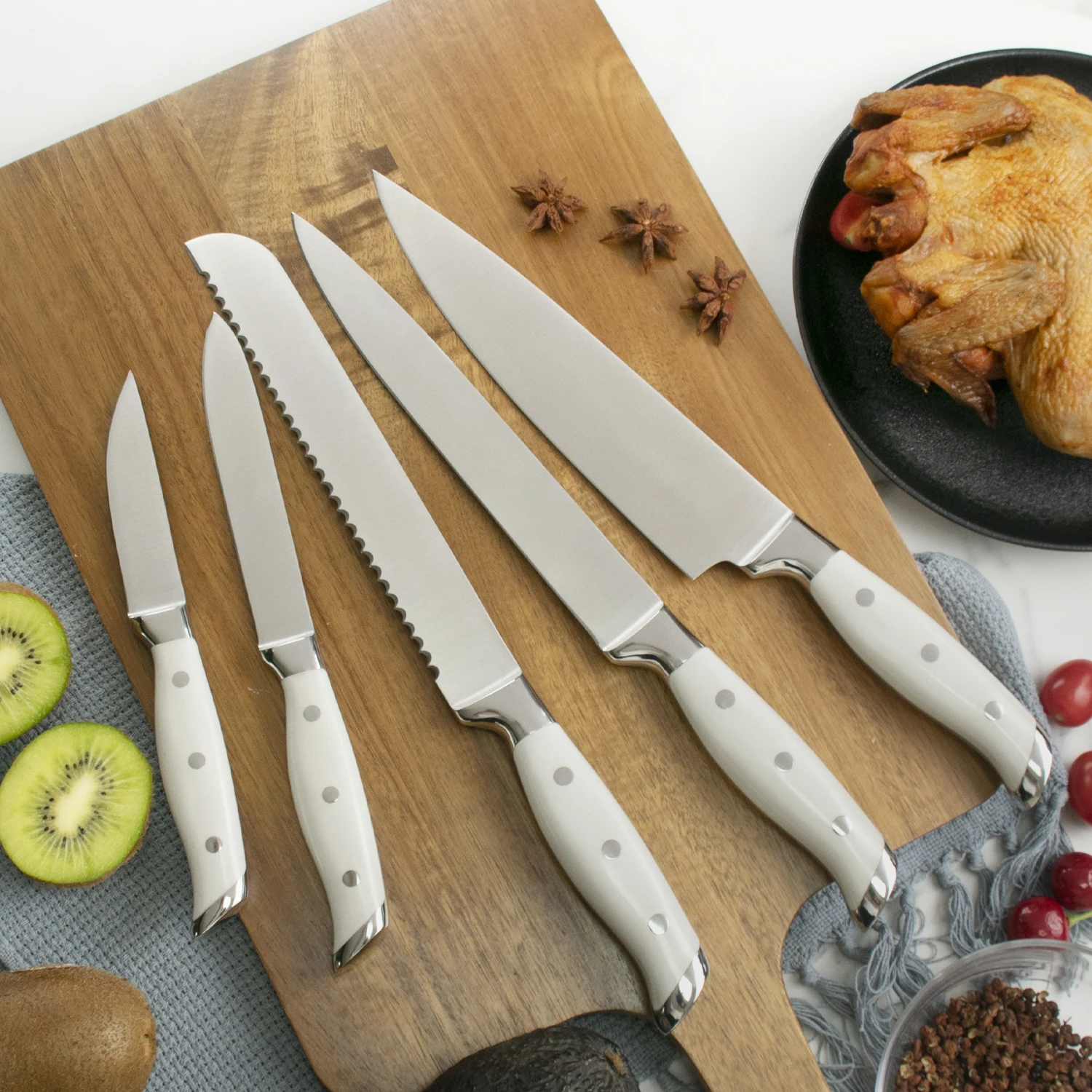 Немецкий кованый нож шеф-повара из нержавеющей стали 15 шт. набор кухонных ножей с деревянным блоком