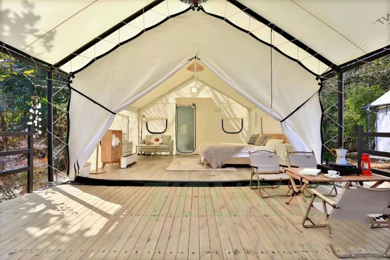 Waterproof outdoor steel structure tent  camping event luxury resort hotel  safari tent