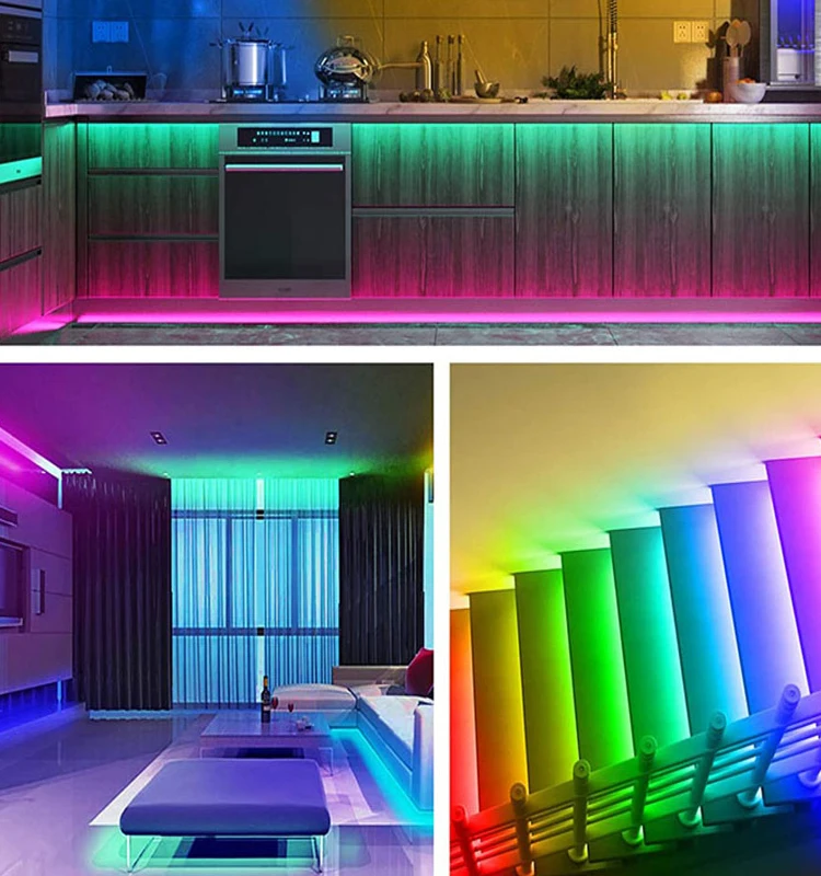 Indoor double line installation 10 meters music sync flexible rgb led strip light