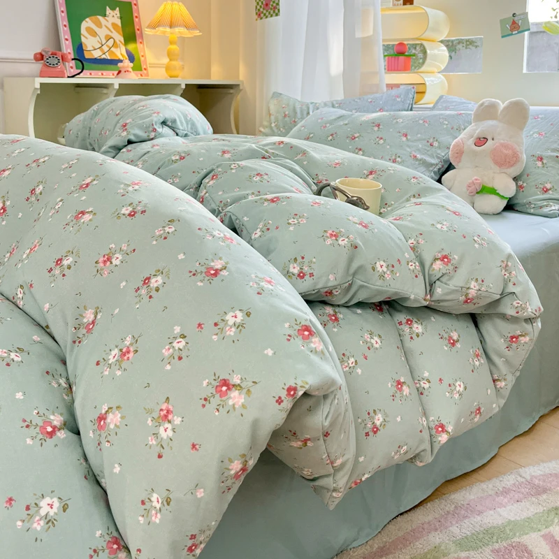 Printed Real Soft 100% Polyester Bed Comforter Cover and Pillowcase Set Washed Microfiber Bedding Set