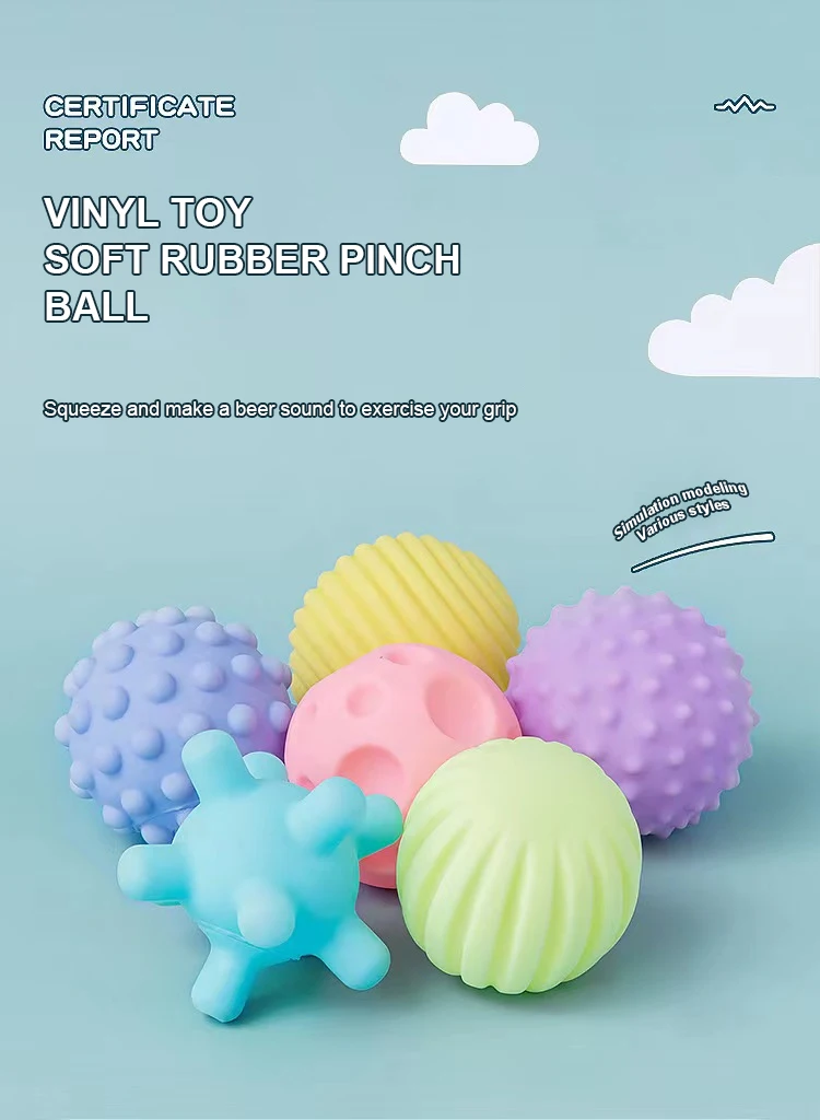 2024 The Newest Baby Toy Soft Rubber Grip Ball Manhattan Tactile Perception Massage Ball For Baby