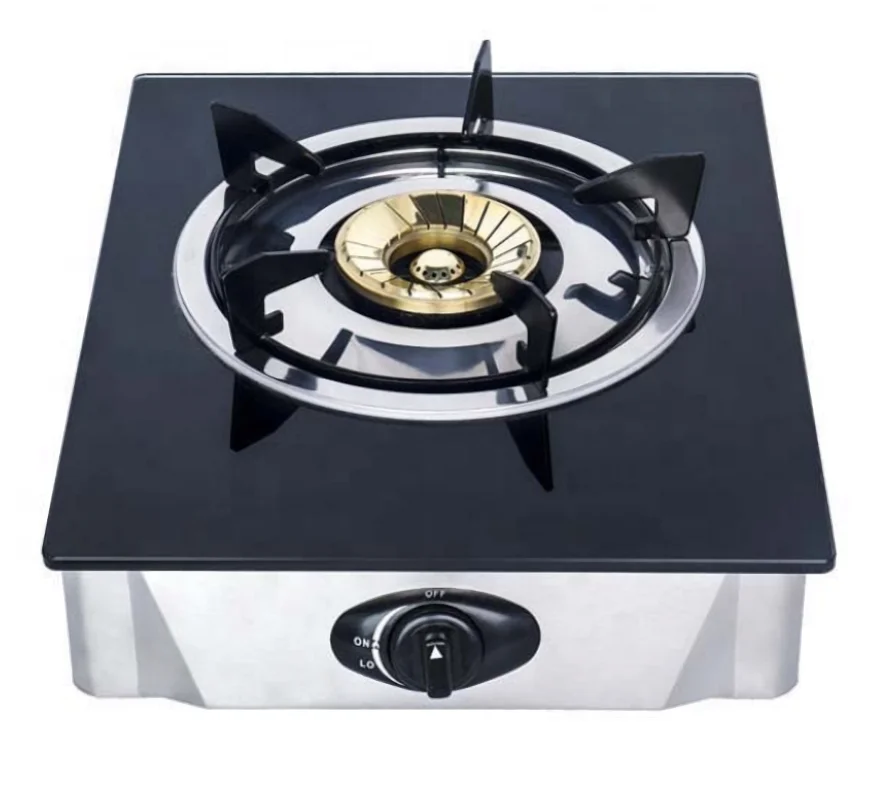 High quality tempered glass single burner single hob brass distributor simple gas stove gas cooker