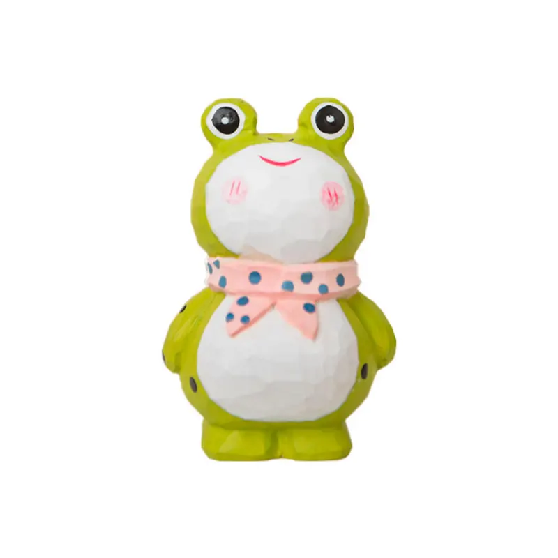 Colorful Wood Carving Frog Craft Gift Creative Home Decoration Cute