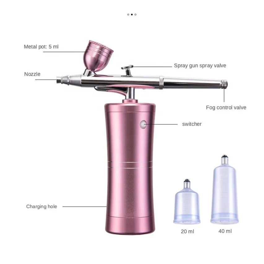 Oxygen Injector Mini Air Compressor Kit Air-Brush Paint Spray Gun Airbrush For Nail Art Tattoo Craft Cake Nano Fog Mist Sprayer