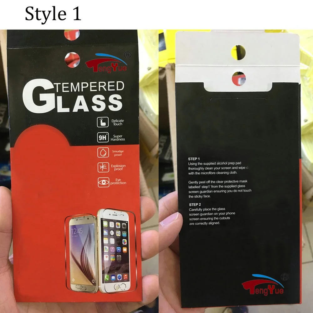 Envelop Shape Paper Printed Tempered Glass Phone Screen Protector Packaging Box