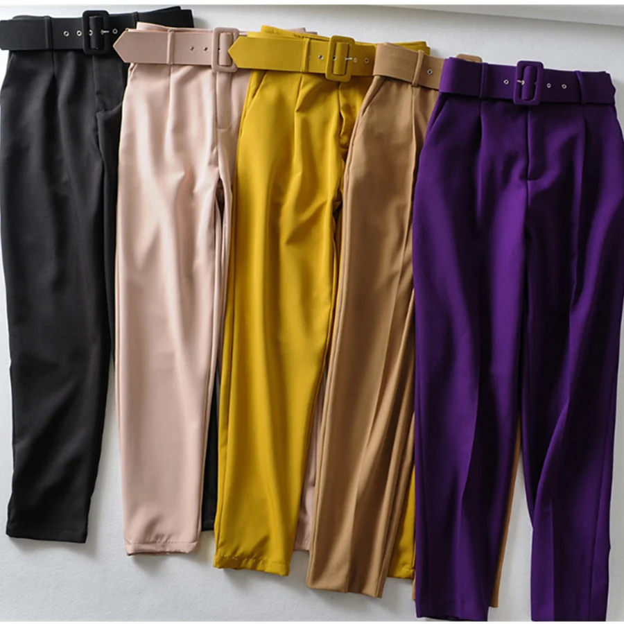 
latest designs 2020 waist belt harem nice colors woman pants 