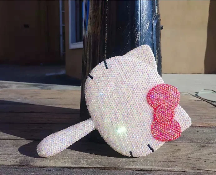 Картонное красивое зеркало KT Kitty одностороннее для макияжа с пластиковой ручкой