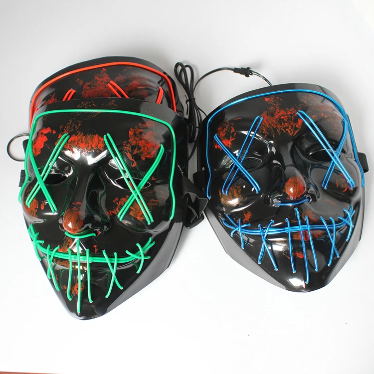 Wholesale halloween 2022 horror party scary led flashing light mask cosplay party decorations Halloween party mask