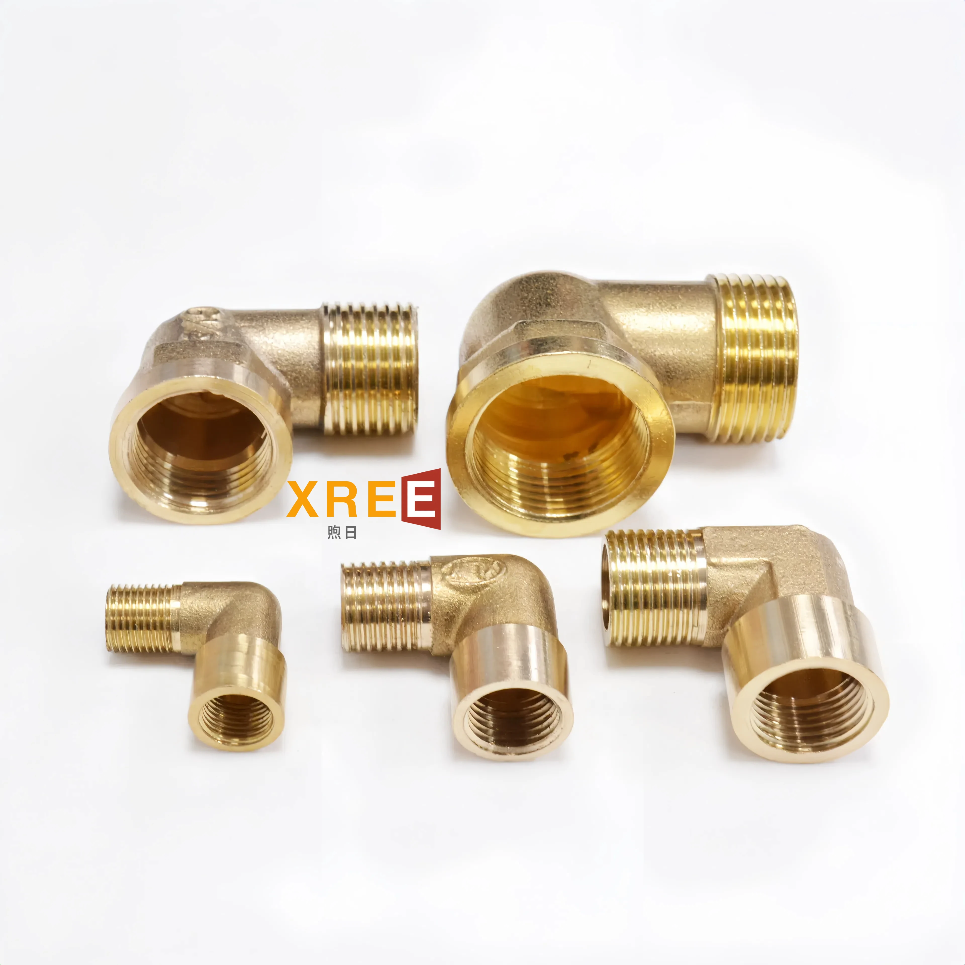 Brass inner and outer teeth elbow 90 degree inner and outer wire elbow right angle pipe solid conversion joint