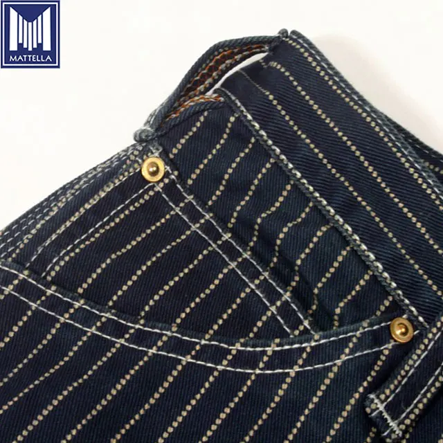 stocklot wholesale rolls of wabash style 100% cotton hickory pinstripe selvadge denim fabric for gentleman suits jeans vests