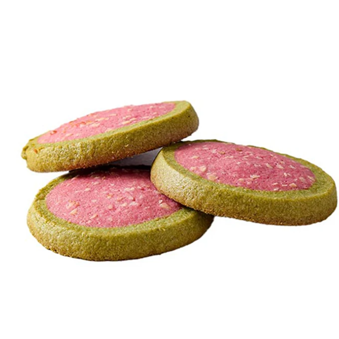 Crispy yummy delicious strawberry frosted cookies baked goods