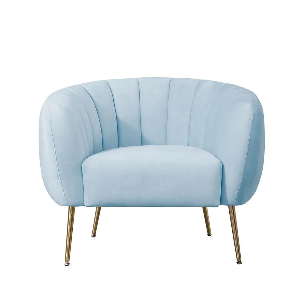 Living room sky blue velvet single sofa modern living bed leisure