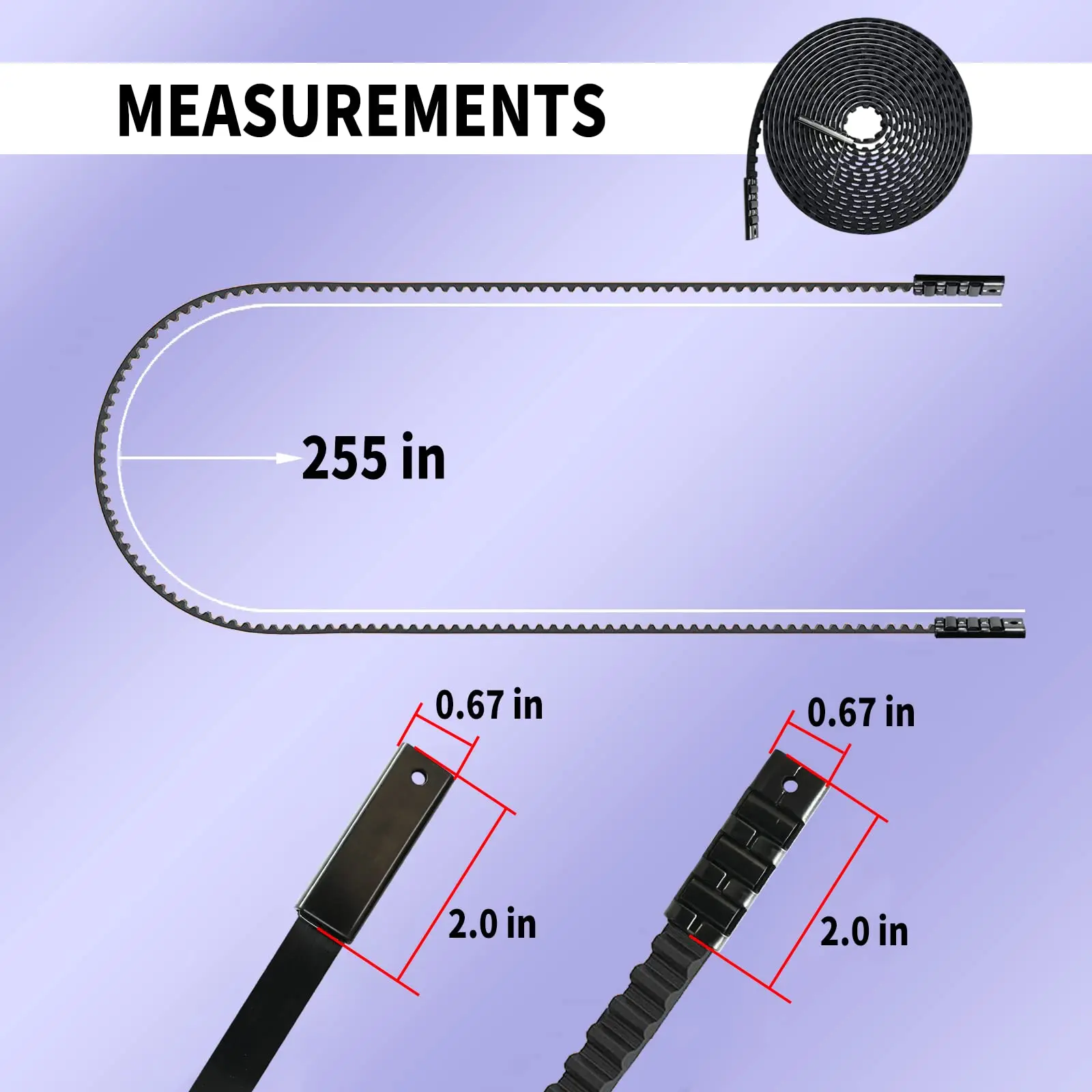 41A3589-1 Garage Door Drive Belt Assembly Length 255 inches Fit for Liftmaster Chamberlain 8 ft Garage Opener with 11 ft Rail