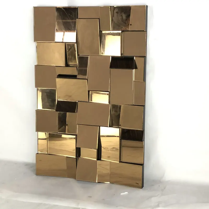 Зеркало Стразы «Кубик Рубика» коричневого цвета с трехмерной аппликацией в виде Стразы «Кубик Рубика» зеркало мозаика акриловый 3d трехмерные зеркало импортные товары жизни