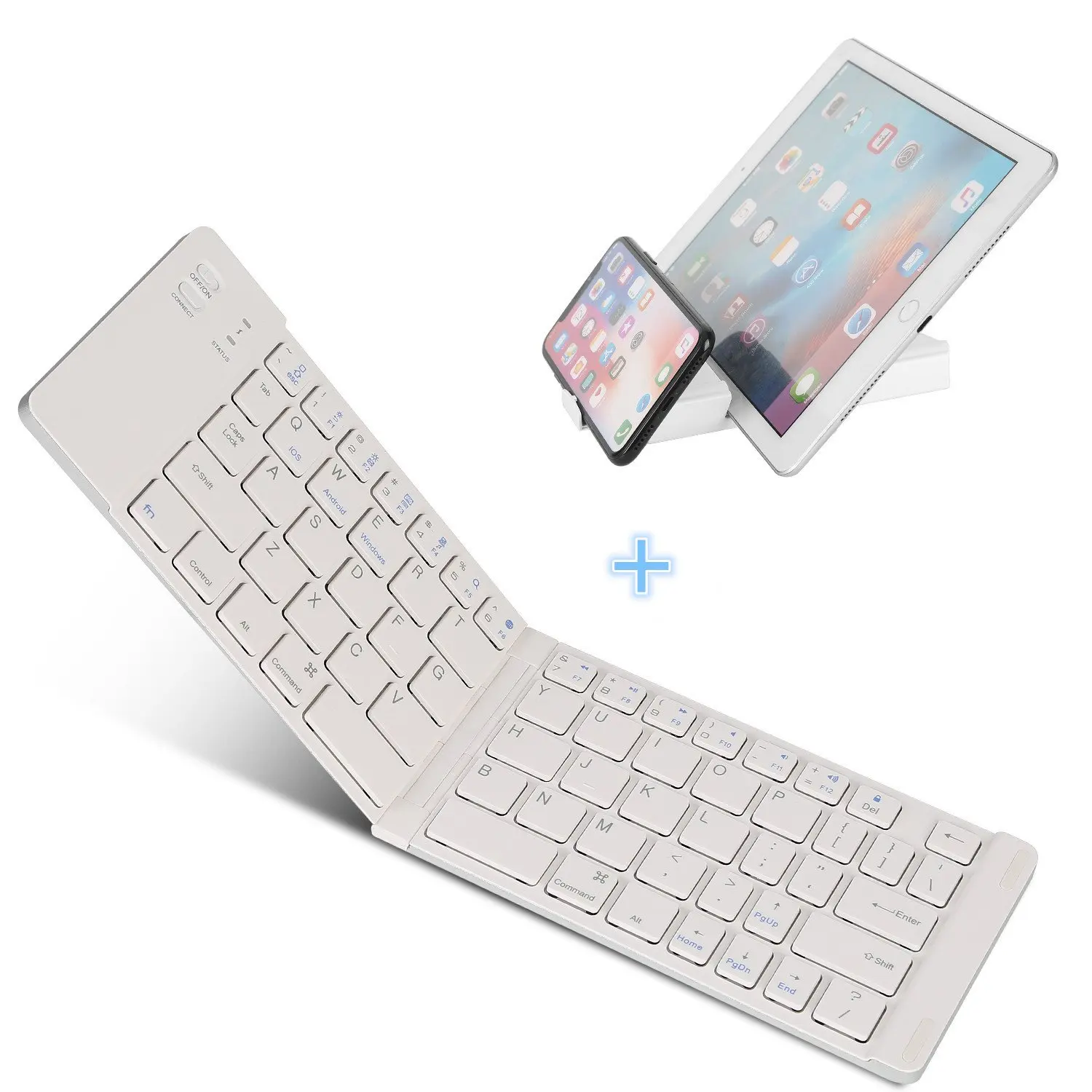 Factory supply Wholesale price Aluminum alloy foldable Bluetooth keyboard for  Android  smartphones