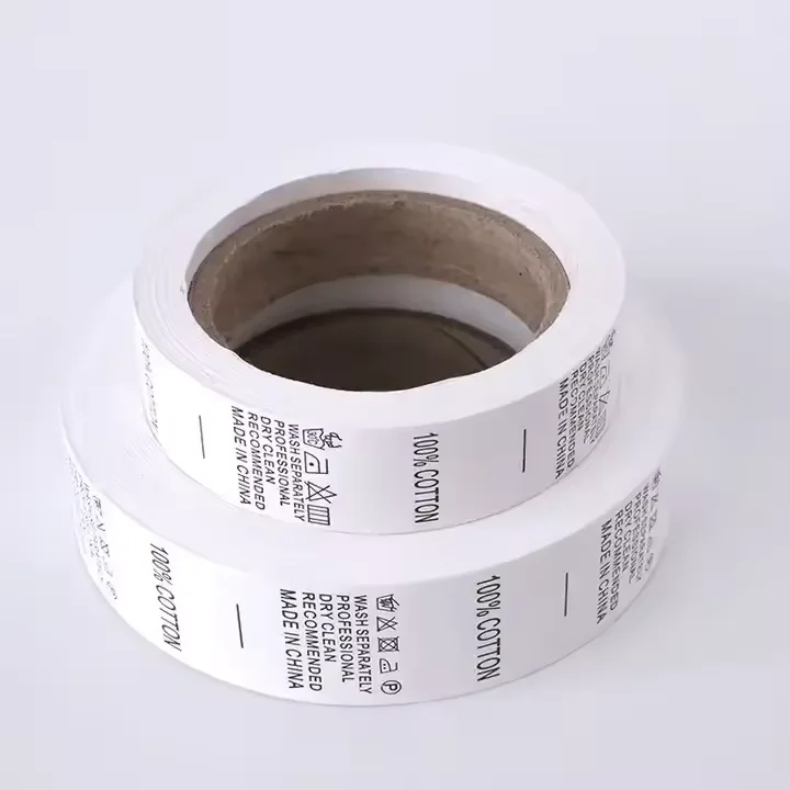OEM/ODM Custom Logo Cotton Woven Polyester Fabric Custom Barcode Printing Washing Label For Baby Clothing