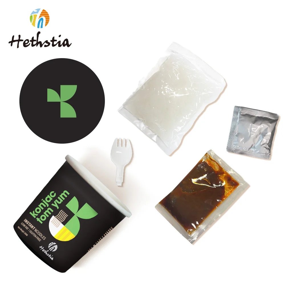 Low Fat Low Carb Southeast Asian Taste Healthy Soup Sauce Noodle Tom Yum Flavor Instant Cup Konjac Noodles