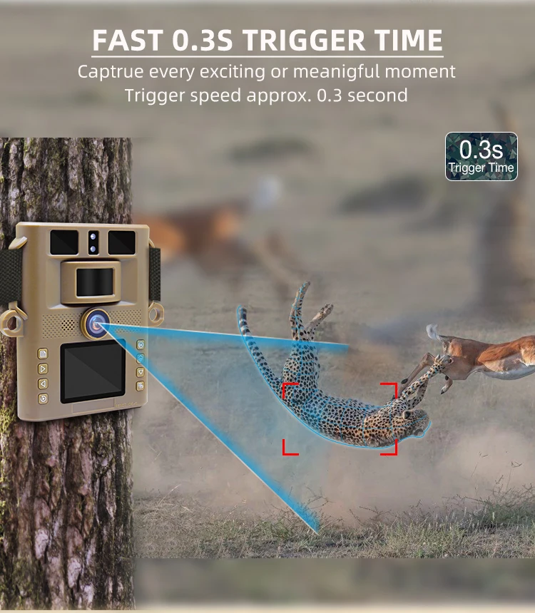 Readleaf 4K WIFI Trail Camera IP66 2.4 Inch TFT LCD Display Hunting Camera With Solar Panel