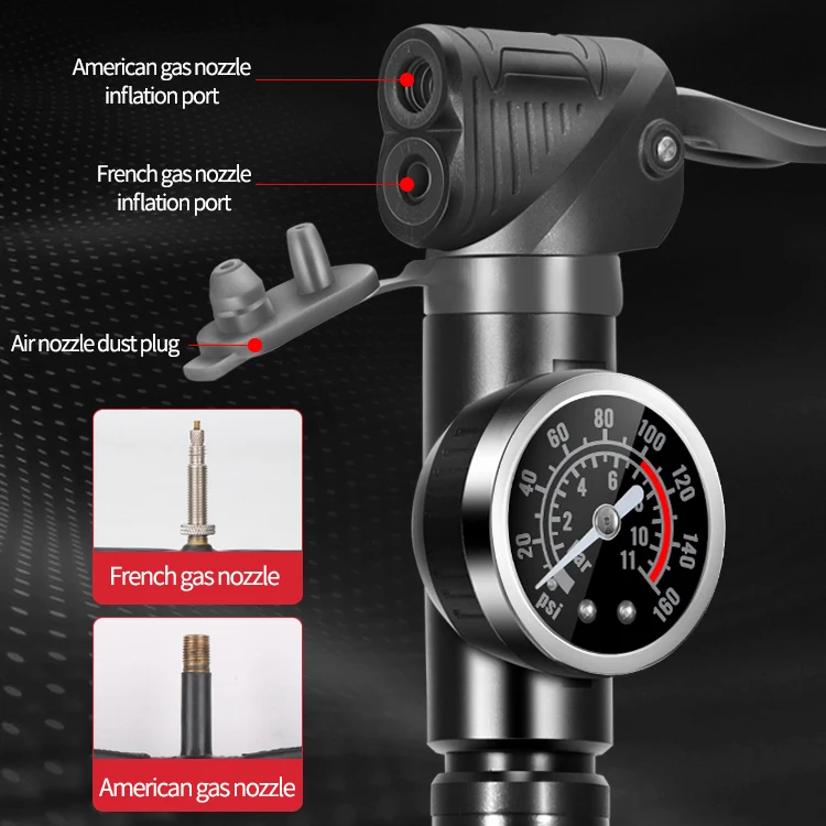 Xunting Bicycle Mini Pump High Pressure With Gauge Tire Inflator Mountain Road Bike Tire Pump