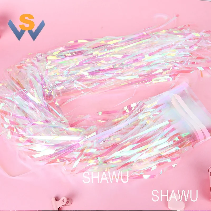 High Quality Rainbow Party Decoration Backdrop Metallic Foil Tinsel Fringe Curtains for Wedding Decoration