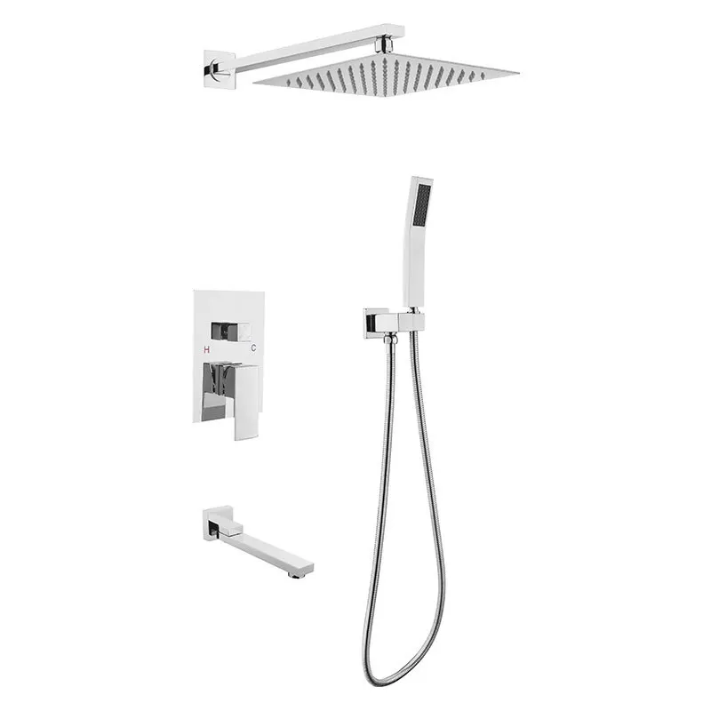 10 Inch 12 Inch Shower Head Hot and Cold Concealed Black Bathroom Faucet Mixer Brass Shower Set