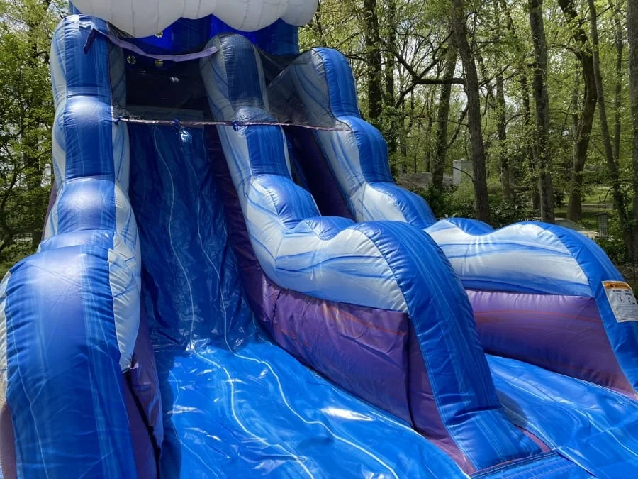 Rental Blue Monster Wave Inflatable Water Slide With Splash Pool Combo Inflatable Blue Lagoon Water Slide For Sale