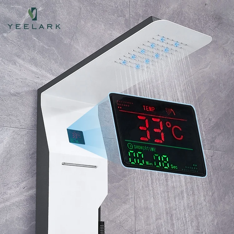 Top quality Bathroom Set Brushed Nickel High End 304 Stainless Steel Waterfall Shower  Massage Wall Shower Panel