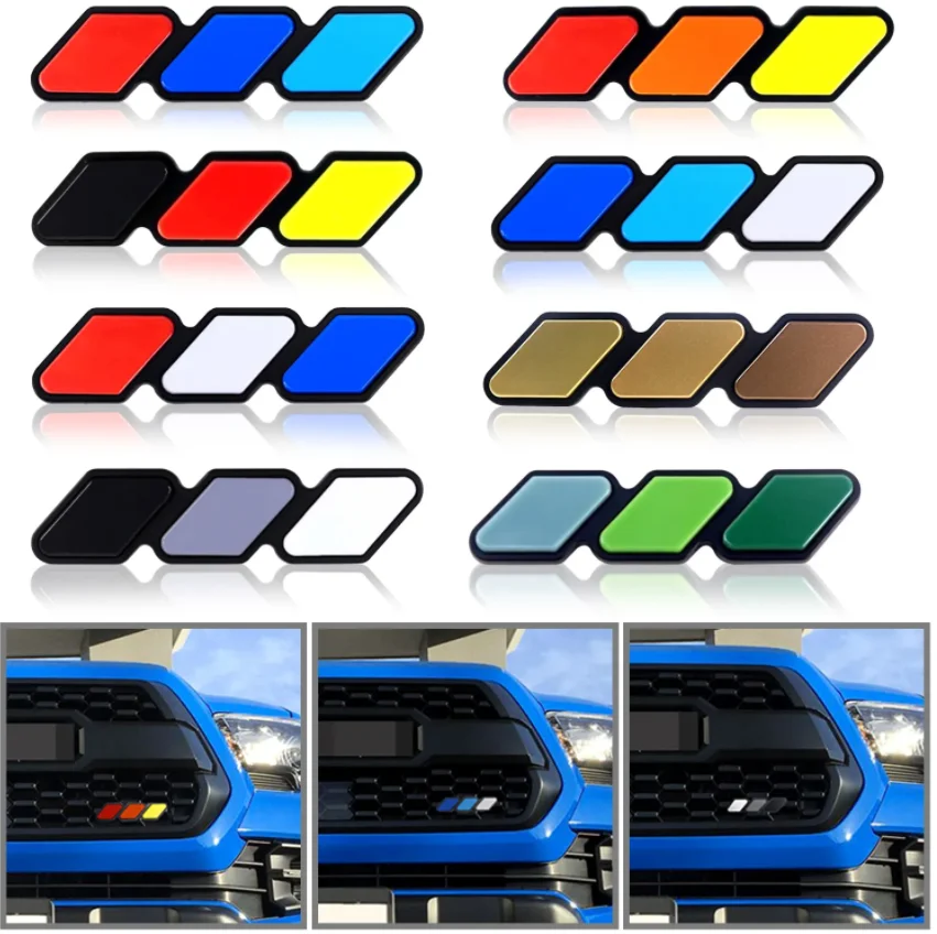 Custom Car Exterior Accessories Body Decoration Tri-color Front Grille Grill Badge Emblem For Tacoma TRD 4Runner Tundra 2018-19