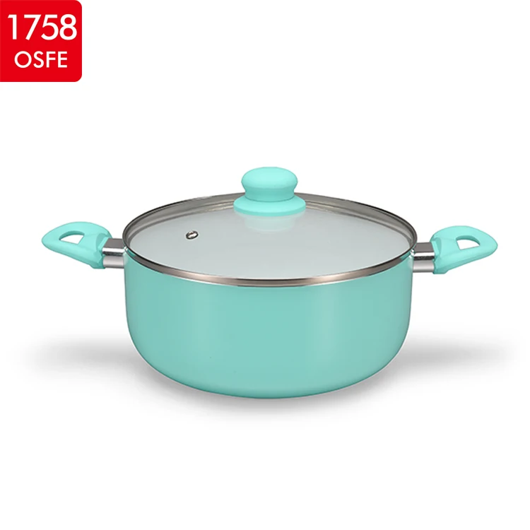 Kitchen Non Stick Ware Aluminum Pans Ceramic Cookware Sets Pink Color 16piece Home Cooking Aluminum Lid Non-stick Coating Metal