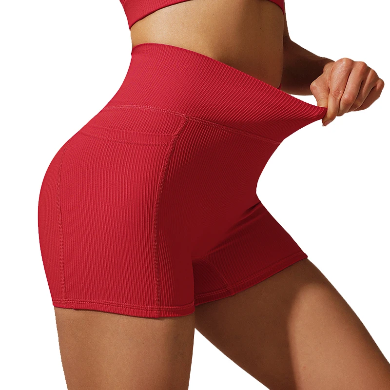High Waist V Cut Workout Seamless Shorts Pockets for Women