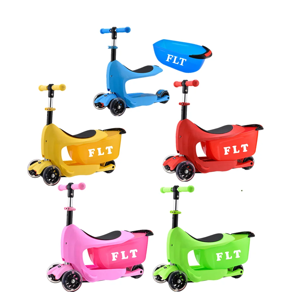 cheap baby scooter kids pedal scooter with removable suitcase and led light