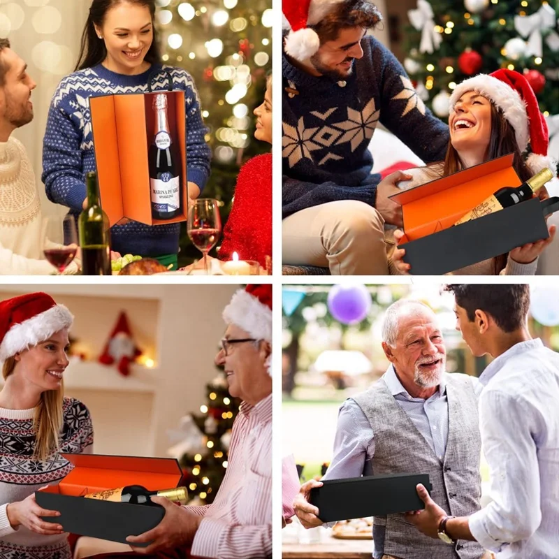 Custom recyclable black Rigid Cardboard Liquor Packaging Boxes Champagne Whisky Red Wine magnetic foldable Paper Gift Box