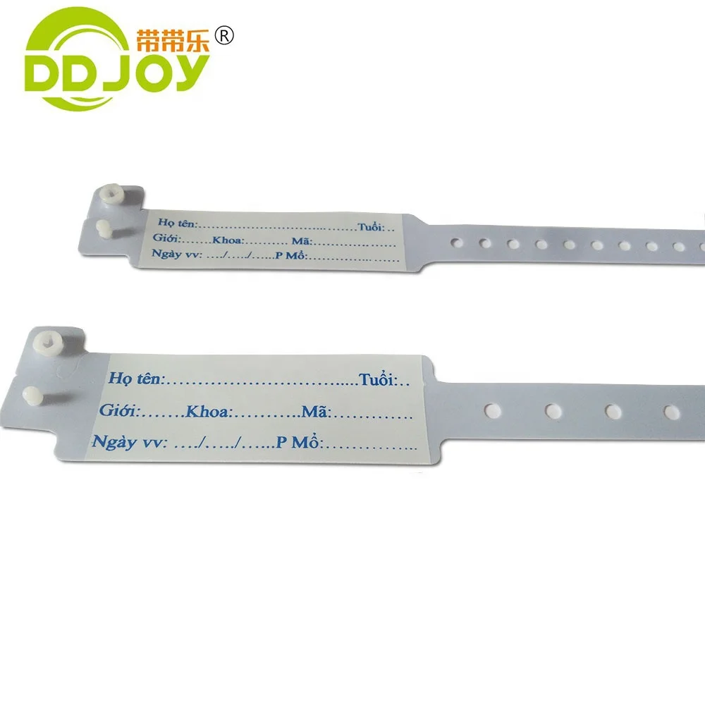 Custom Plastic One Layer Soft PVC Bracelet Hospital Patient Adult and Child Identification Wristband