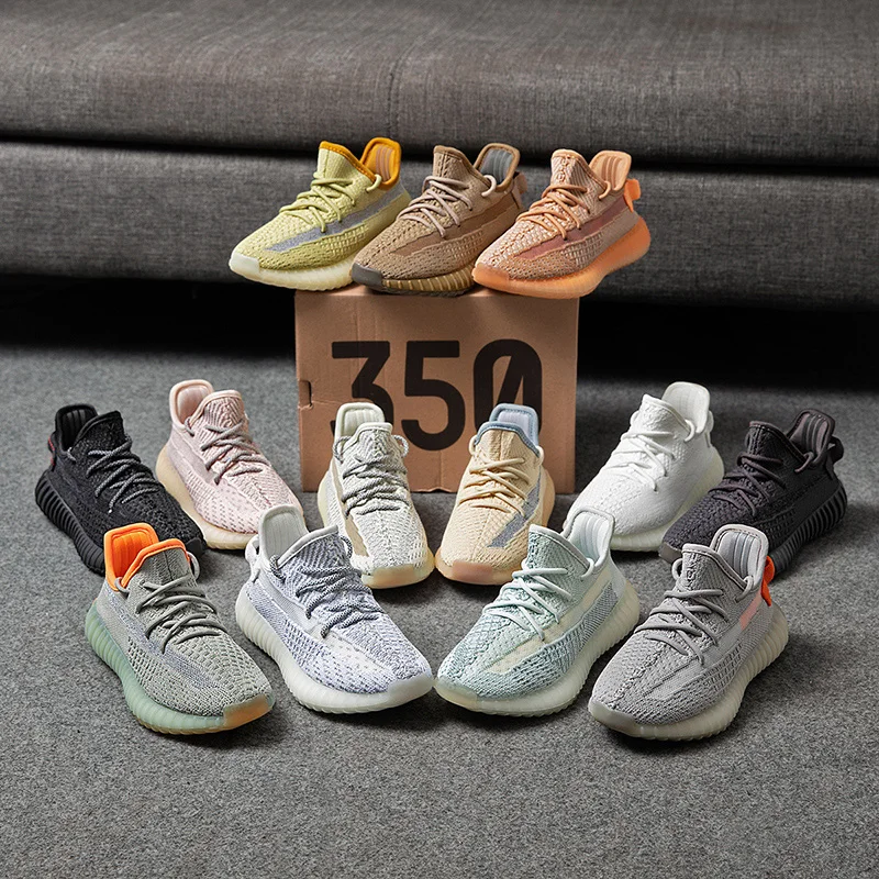 Оригинальное качество, оптовая продажа, детская повседневная обувь Yeezy 350 v2, модные кроссовки, мужская и женская спортивная обувь, детская обувь