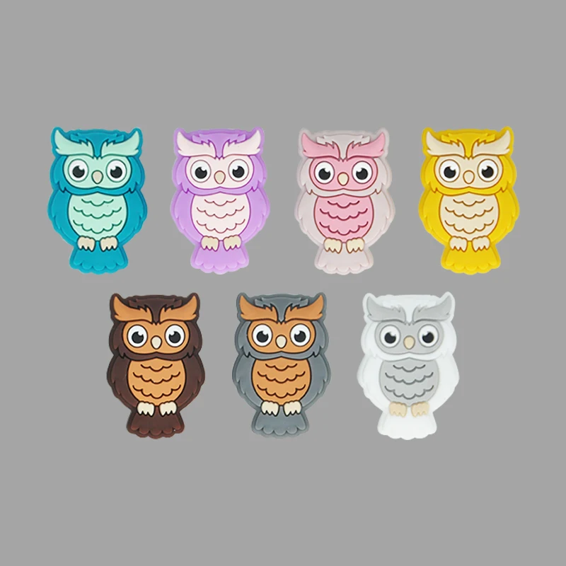 Hot Selling Animal Owl  Chewable Bead DIY Pacifier Chains Accessories Free Baby Silicone Focal Beads