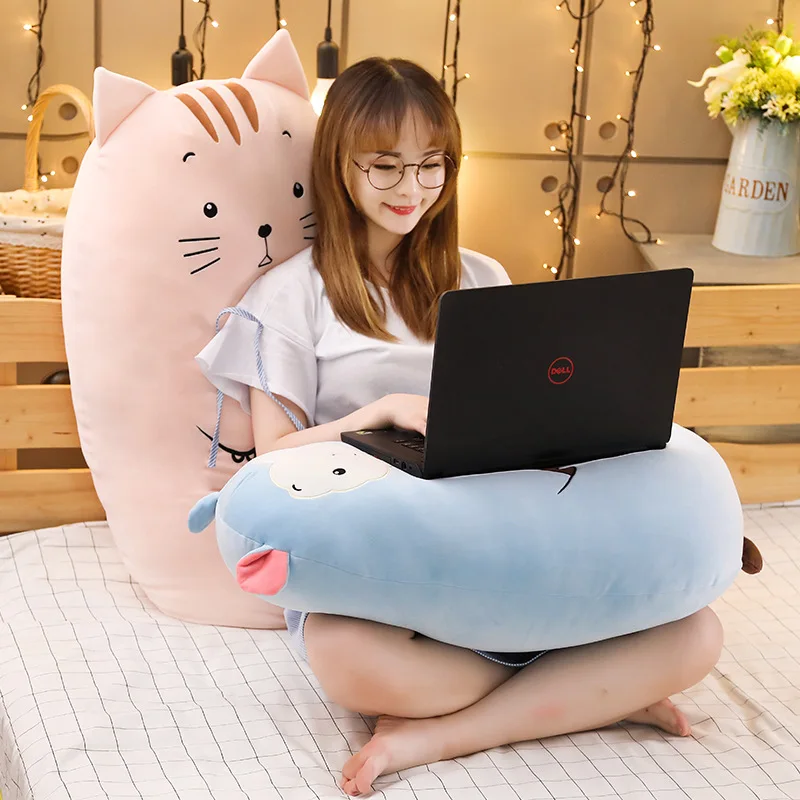 Kawaii Cat Pillow With Zipper Only Skin Without PP Cotton Biscuits Plush Animal Doll Toys Big Cushion Cover Peluche Gift