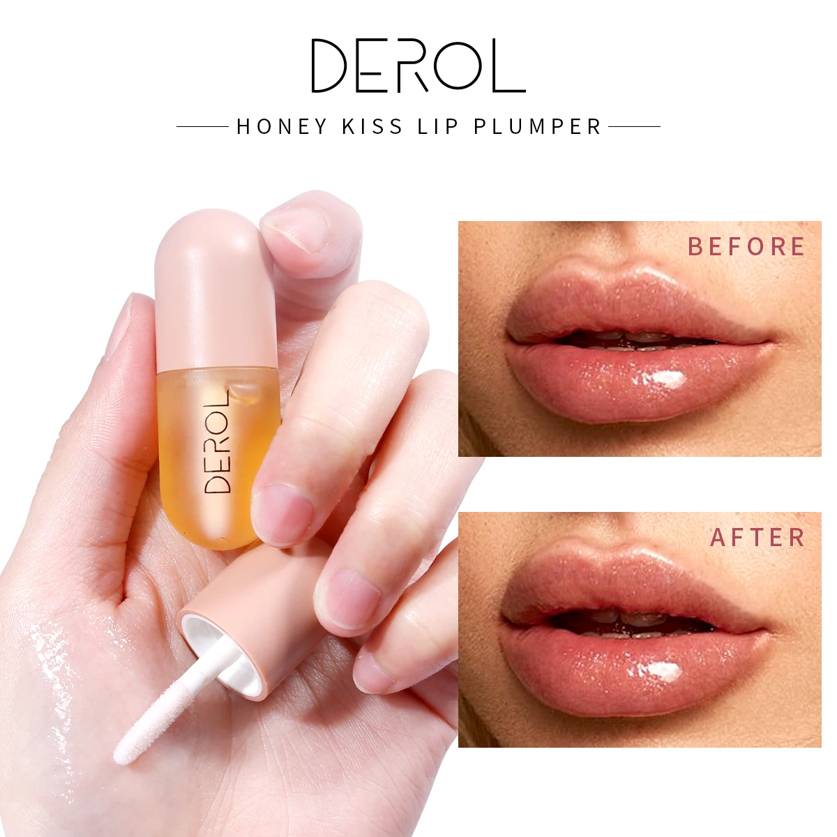 DEROL 5.5ml Plumper Gloss With Organic Peppermint Oil Set  Lip Fullness Moisture Replenishment Travel Size Lip Oil
