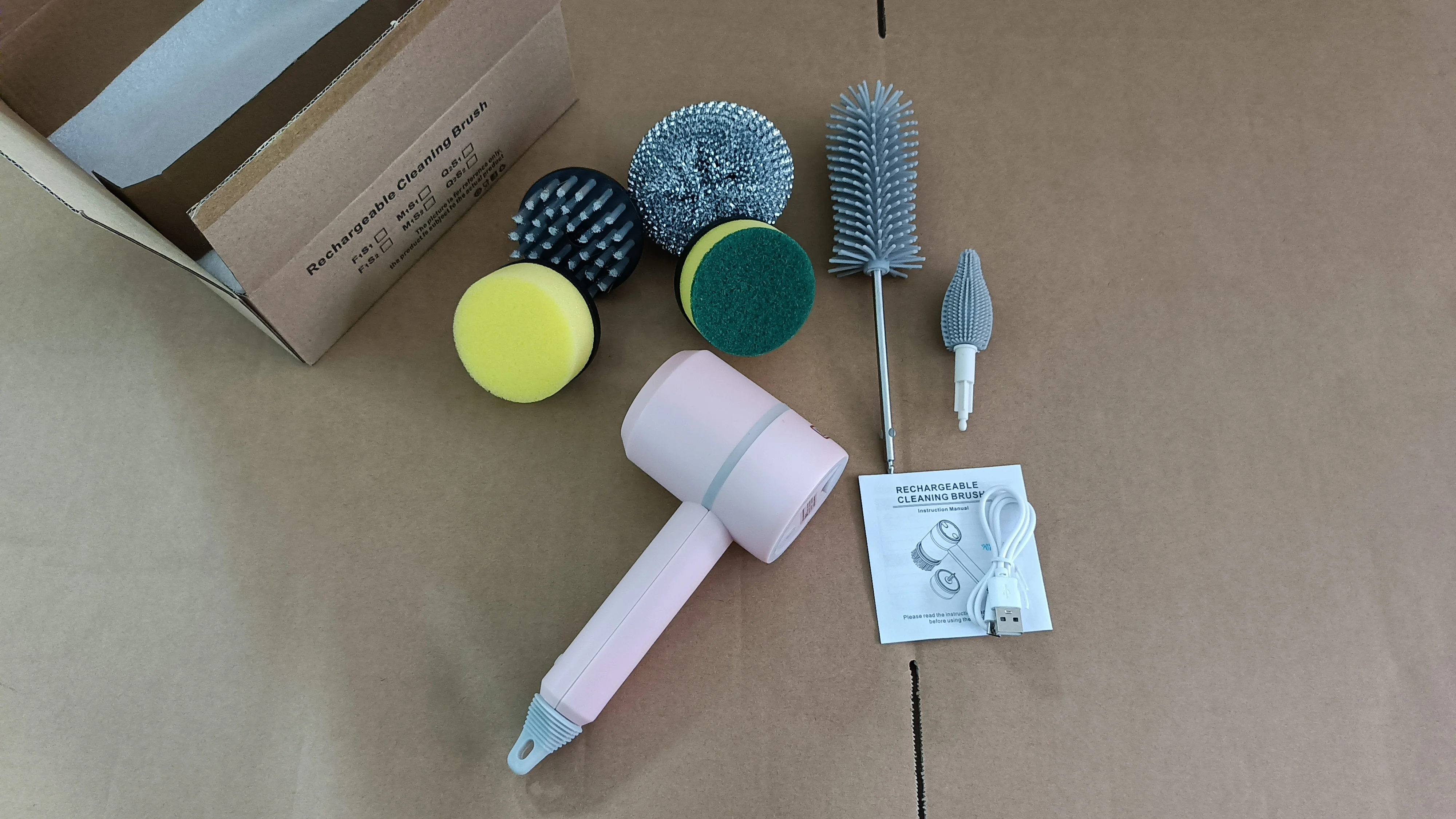 Dropshipping 6 brush handheld multifunctional rotate cordless electric kitchen cleaner dish scrubber cleaning brush Kitchen