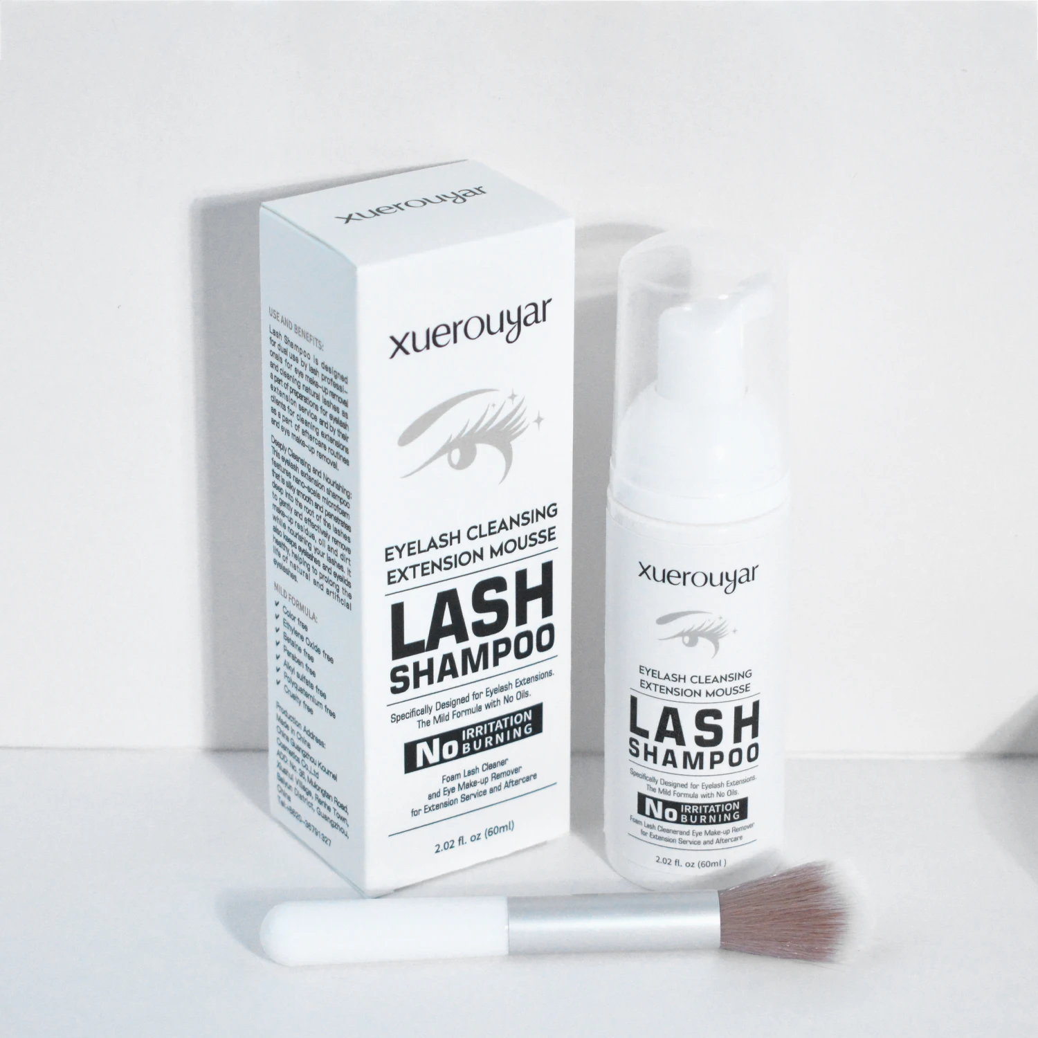 oem odm private label eye makeup remover wash eyelash extension foam cleanser kit concentrate lash shampoo with brush