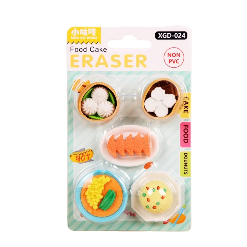 wholesales kids gourmet kitchen set eraser gift set cute shape  supplies prize rubber eraser