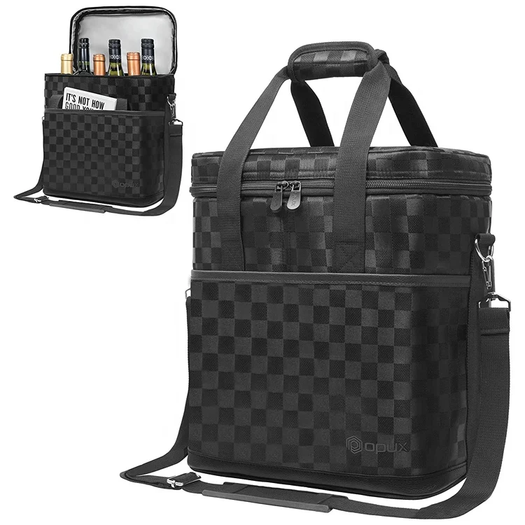 Travel family outdoor fashional Portable Carrier Leakproof Insulated cool Tote reusable 6 Bottle pack wine carry cooler gift bag