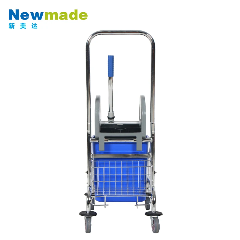 High quality indoor outdoor plastic housekeeping cleaning cart with bucket hotel Inn subway station mop wringer trolley
