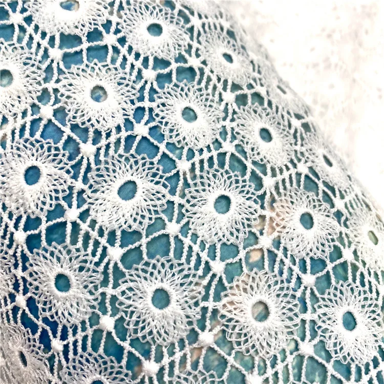 2025 Peruvian White Lace Guipure Embroidery Fabric Water Soluble Lace Dress Making Lace Fabric