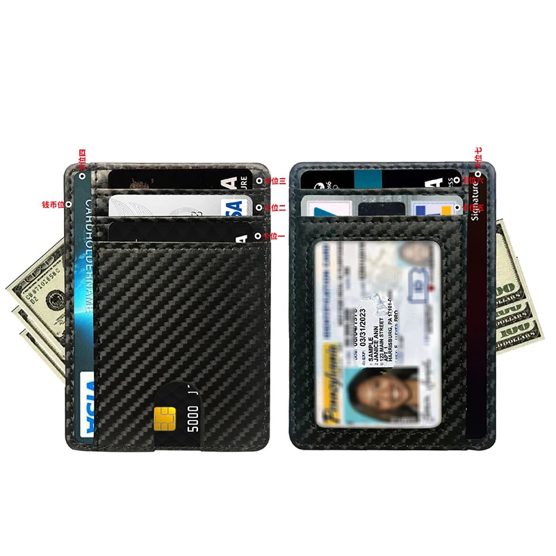 Custom Card Sleeves Rfid Front Pocket Wallet Minimalist Slim Cardholder PU Leather Credit Passport Holder