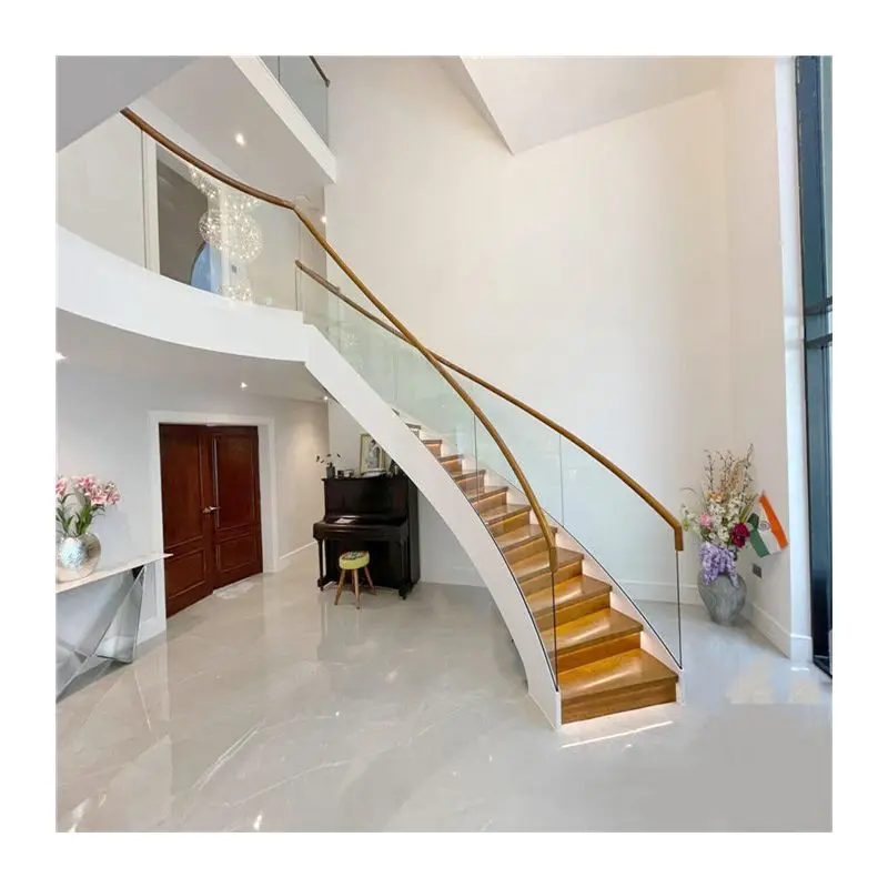 Ace Staircase Double Spiral Curved Glass Iron Staircase Pictures Curved Staircase